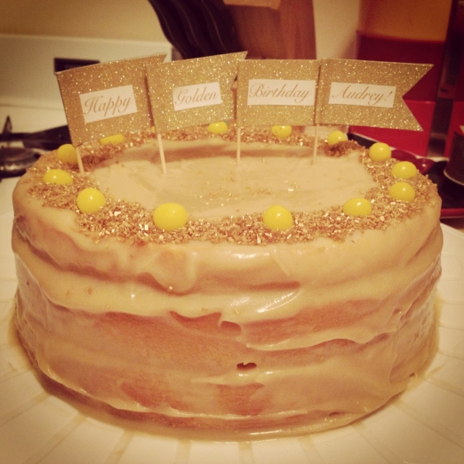 golden bday cake
